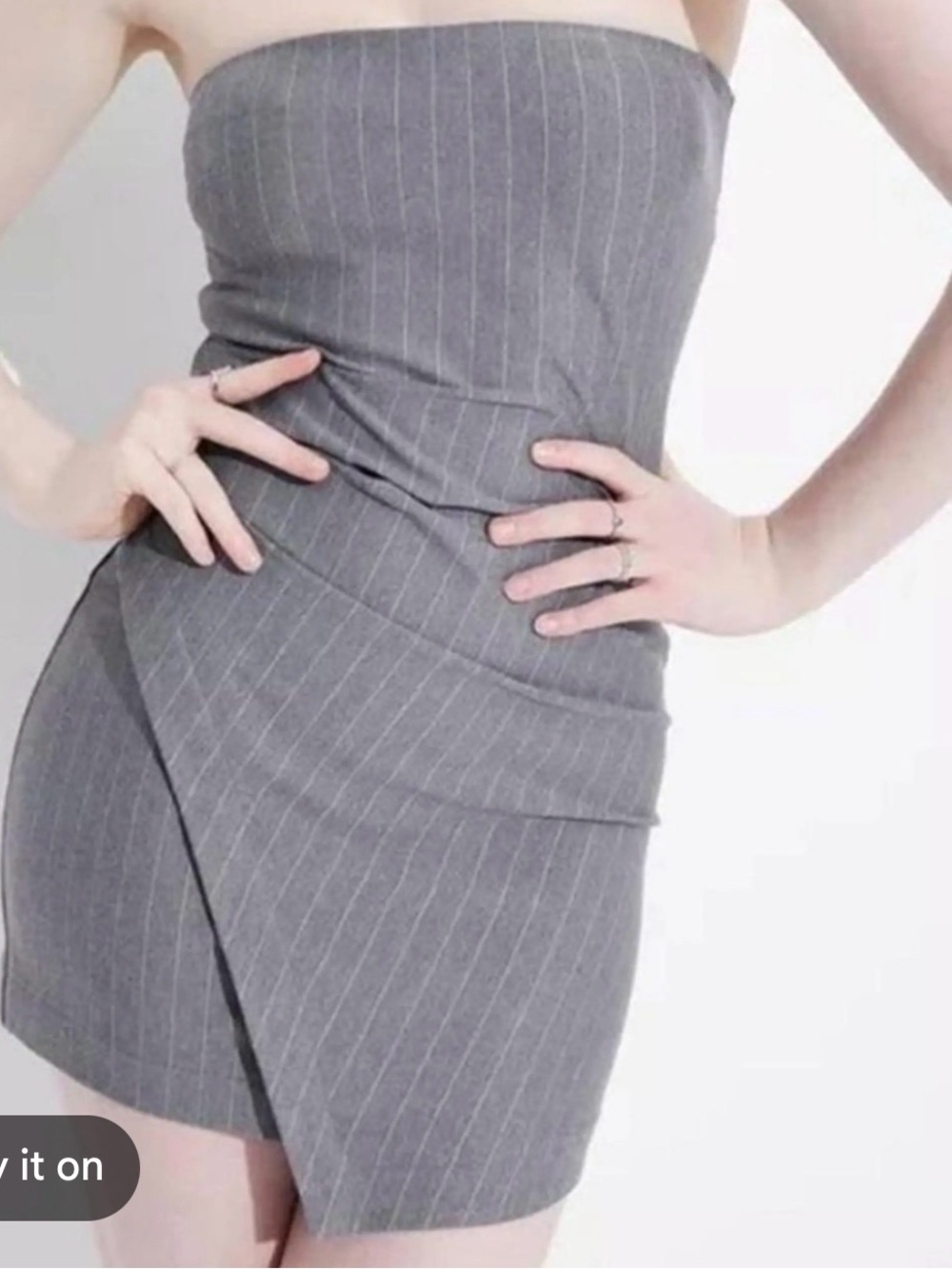 wild fable Grey Pinstripe Strapless Bodycon Dress